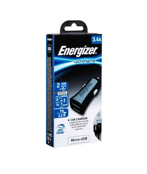 Energizer Ultimate Dual USB 3.4A Micro USB Car Charger